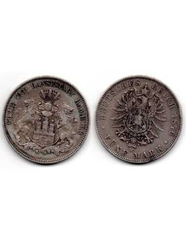 1876 J Estados Alemanes 5 Marcos Ciudad hanseática libre de Hamburgo