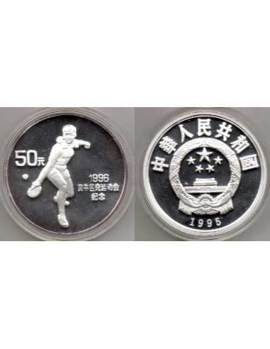 1995 China - 50 yuans de plata - Tenias mesa, Escasa