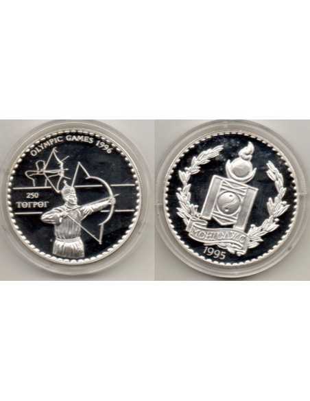 1995 Mongolia - 250 Tugrik moneda de plata - Arco