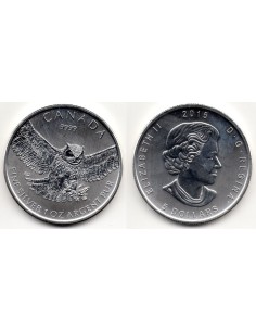2015- Canadá. 5 dólares, 1 onza de plata- Buho