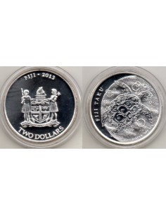 2013 Fiji 2 dolares Tortuga 1 onza plata