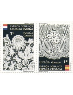 Año 2015 - 4957/58 Emisión conjunta España-Croacia. Encaje de Bolillos