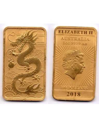 2018 Lingote onza de oro Australia Dragón